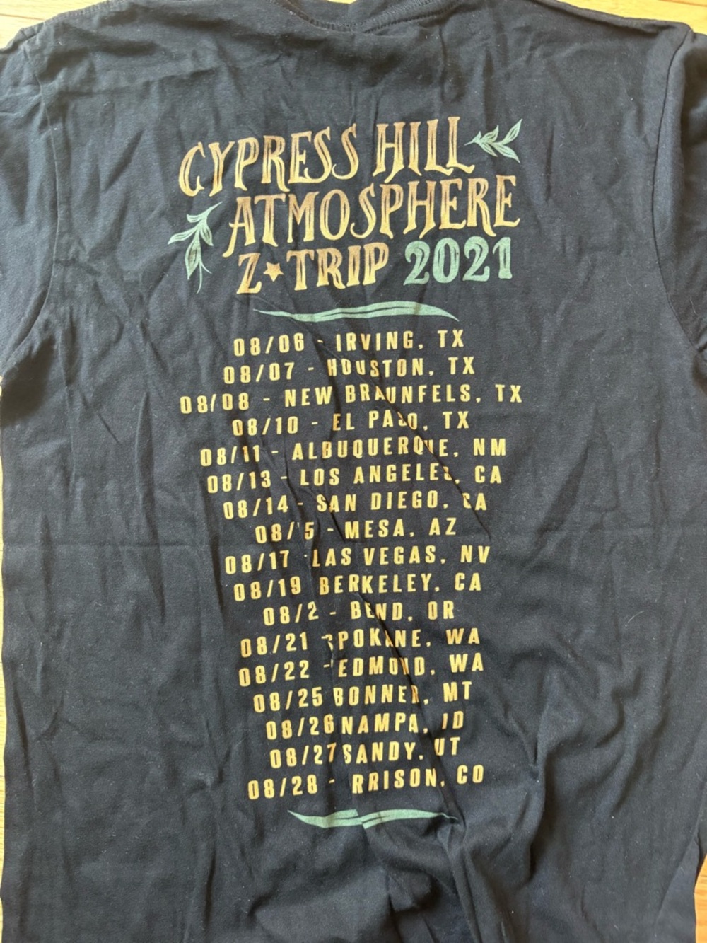 Cypress Hill Atmosphere Z-Trip 2021 tour Black Skull Graphic Tee - Picture 4 of 4